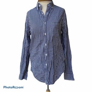 J.‎ Crew Factory Blue White Checked Button Up Small